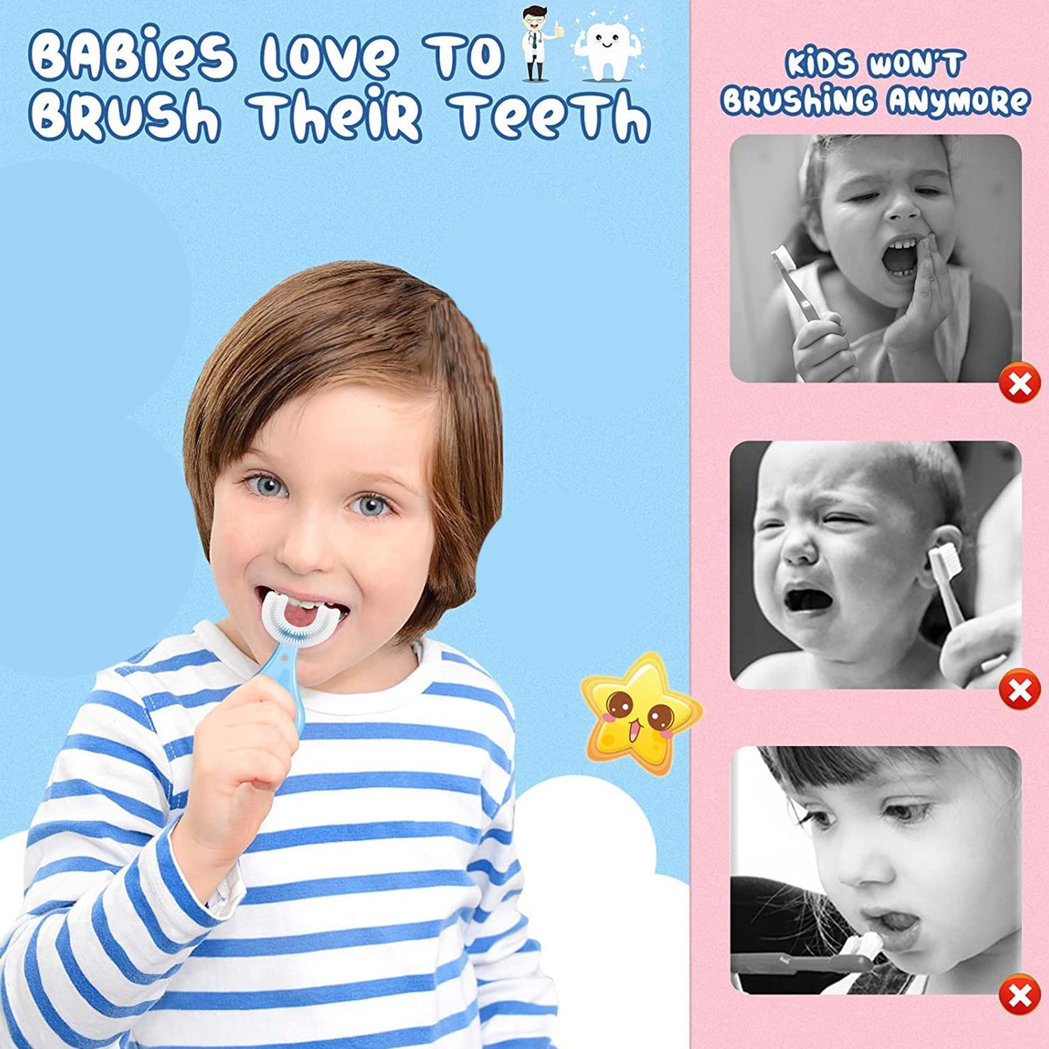 4003 U-Shaped Toothbrush for Kids Manual Whitening Toothbrush Silicone Brush Head for Kids Children Infant Toothbrush For 2-6 Years DeoDap 4003 U-Shaped Toothbrush for Kids Manual Whitening Toothbrush Silicone Brush Head for Kids Children Infant Toothbrush For 2-6 Years DeoDap